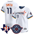 Johmsee H.Astros #11 Cam Smith Player White City Connect Texas Patch Vapor Premier Limited Home Stitched Jerseys