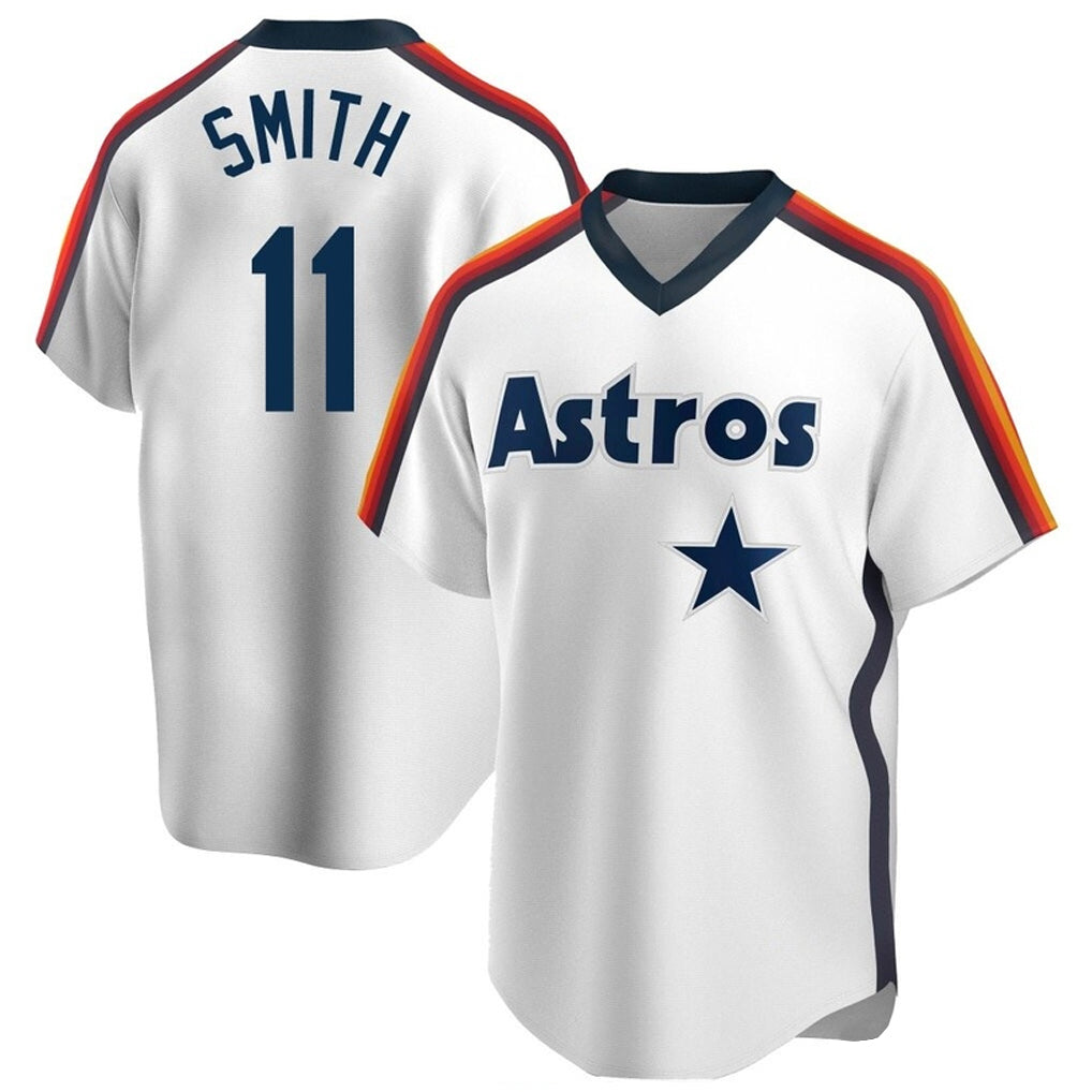 Johmsee H.Astros #11 Cam Smith Player White Cooperstown Collection T-shirt Stitched Jerseys