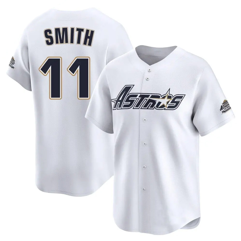Johmsee H.Astros #11 Cam Smith Player White Throwback Cooperstown Collection Limited Stitched Jerseys
