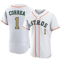 Johmsee H.Astros #1 Carlos Correa Player Gold Collection Limited Elite Home Stitched Jerseys