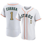 H.Astros #1 Carlos Correa Player Gold Collection Game Home Stitched Jerseys