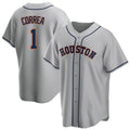 Johmsee H.Astros #1 Carlos Correa Player Gray Home Game Stitched Jerseys