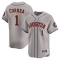 Johmsee H.Astros #1 Carlos Correa Player Gray Home Limited Stitched Jerseys