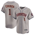 Johmsee H.Astros #1 Carlos Correa Player Gray Home Limited Stitched Jerseys