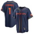 Johmsee H.Astros #1 Carlos Correa Player Navy City Connect Home Game Stitched Jerseys