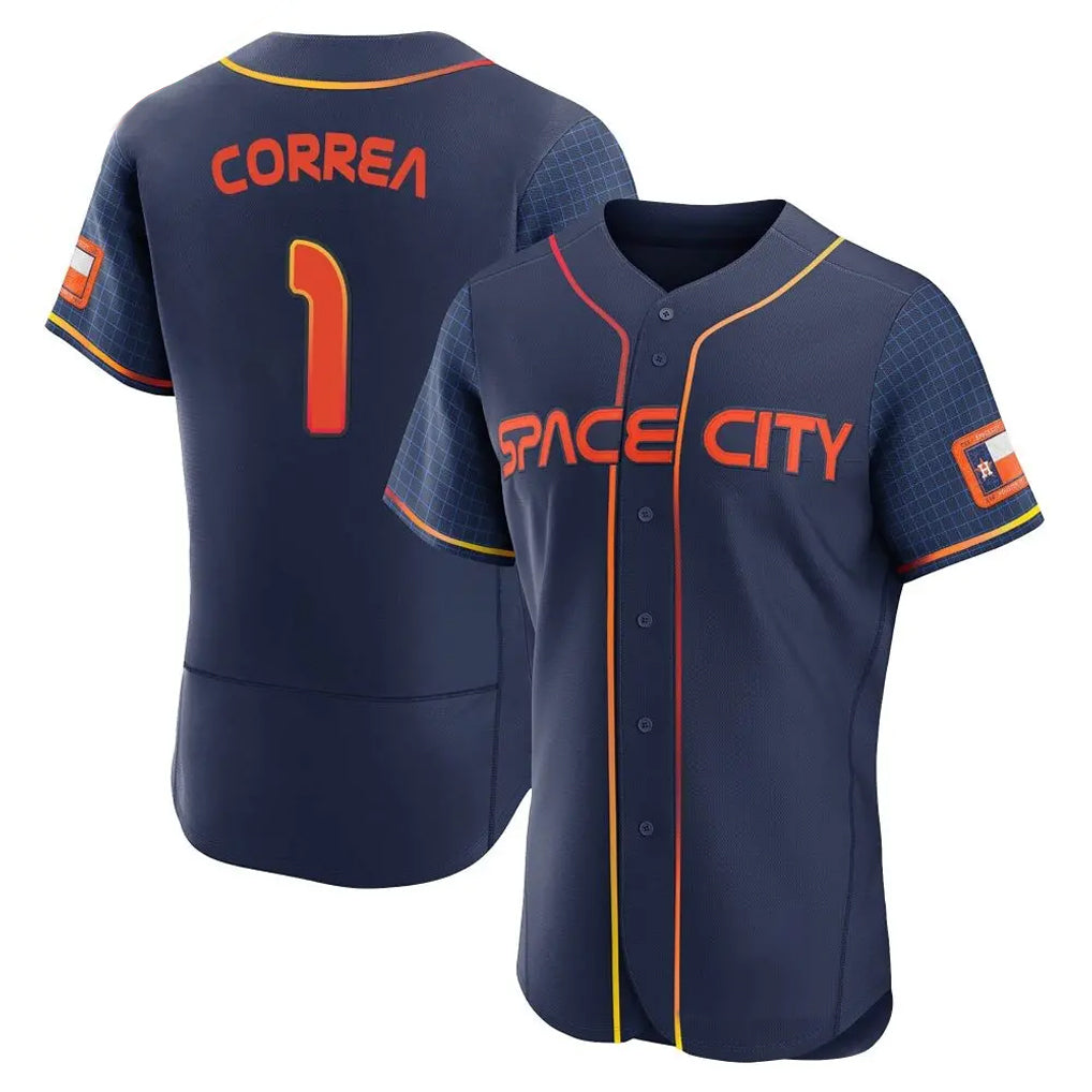 Johmsee H.Astros #1 Carlos Correa Player Navy City Connect Limited Elite Home Stitched Jerseys