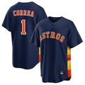 Johmsee H.Astros #1 Carlos Correa Player Navy Home Game Stitched Jerseys