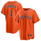 Johmsee H.Astros #1 Carlos Correa Player Orange Home Game Stitched Jerseys