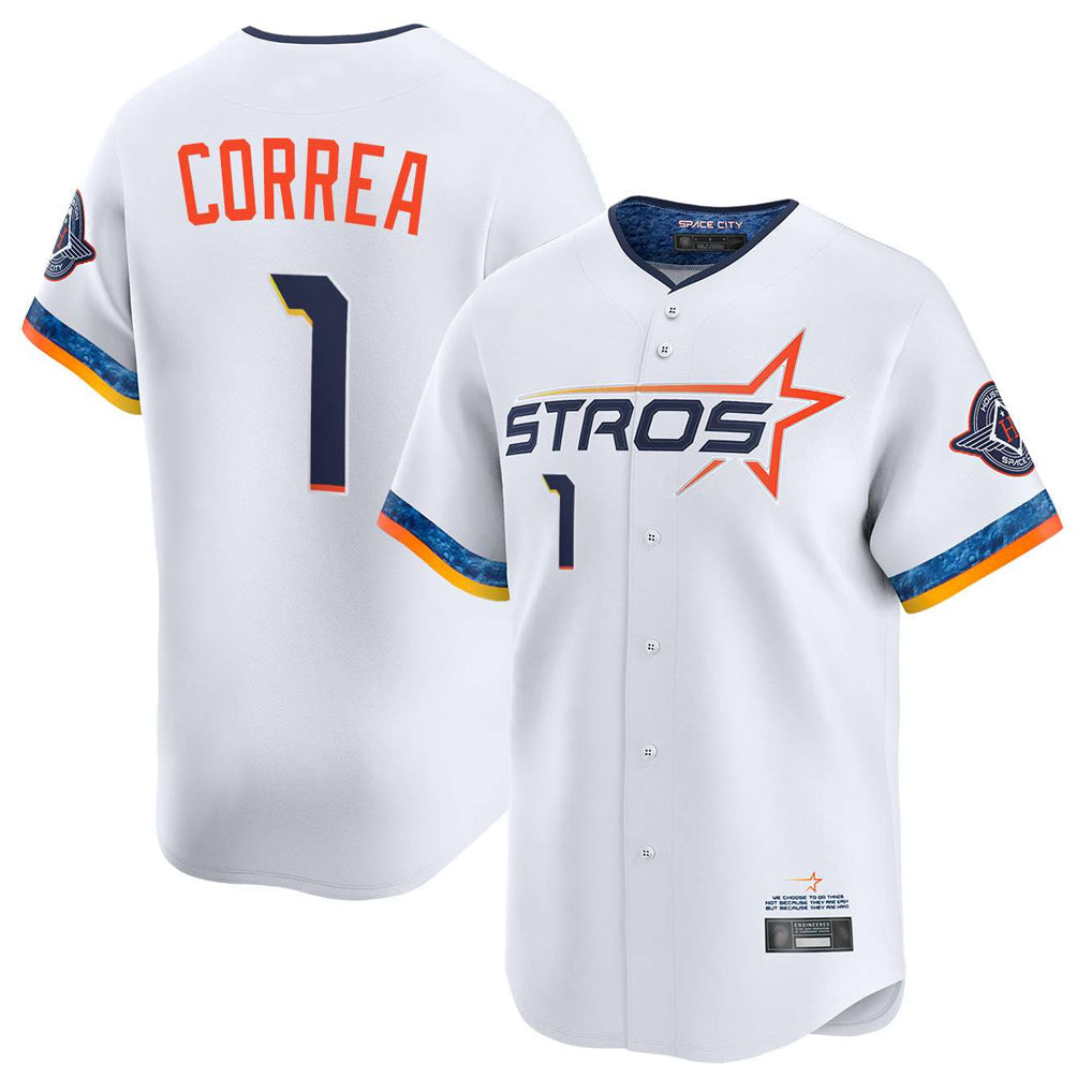 Johmsee H.Astros #1 Carlos Correa Player White City Connect Limited Home Stitched Jerseys