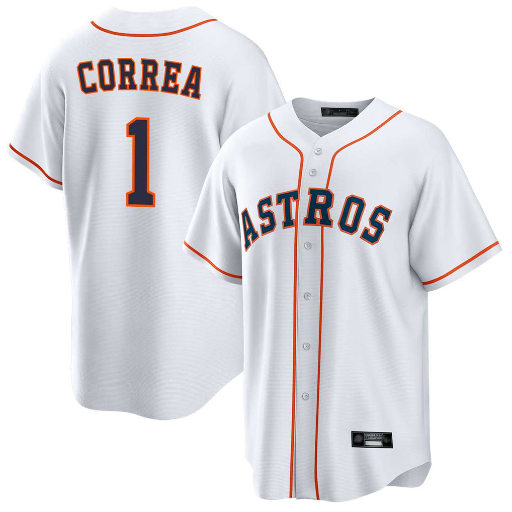 Johmsee H.Astros #1 Carlos Correa Player White Home Game Stitched Jerseys