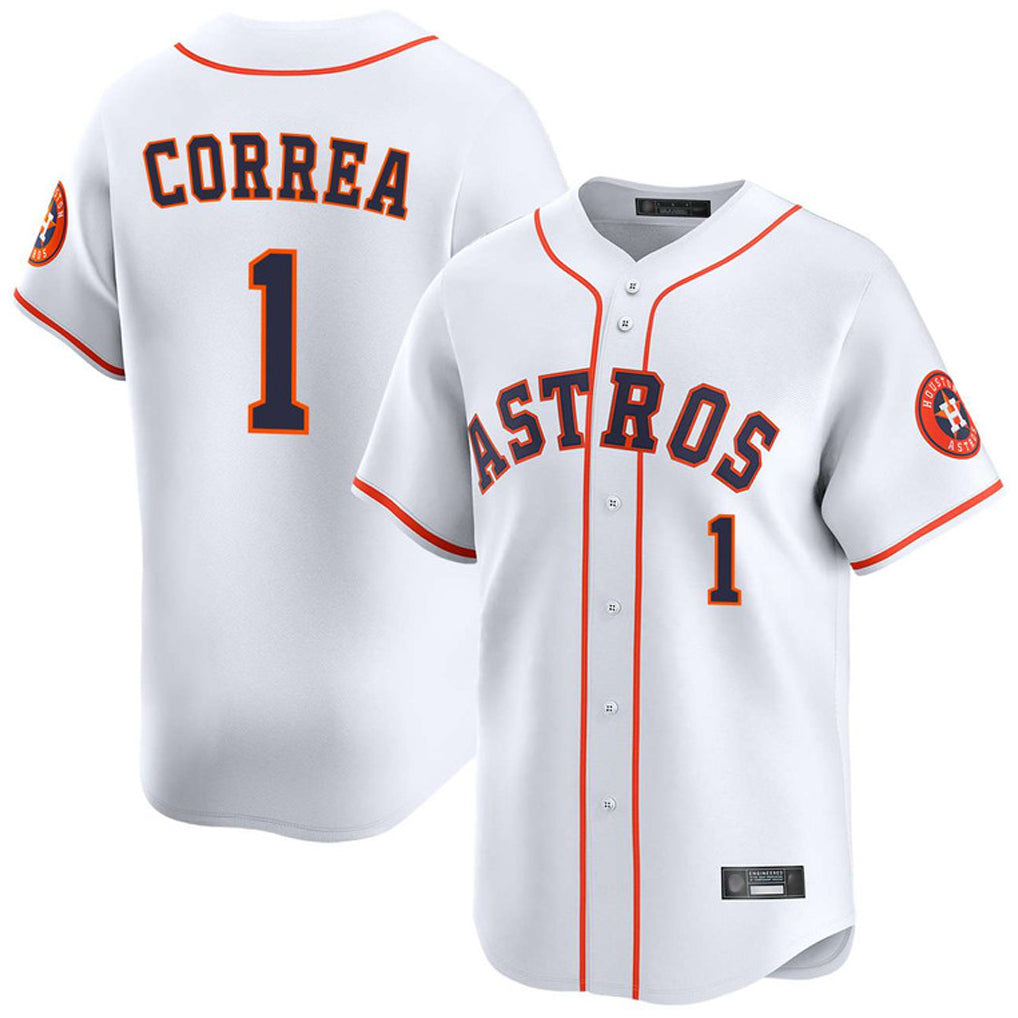 Johmsee H.Astros #1 Carlos Correa Player White Home Limited Stitched Jerseys