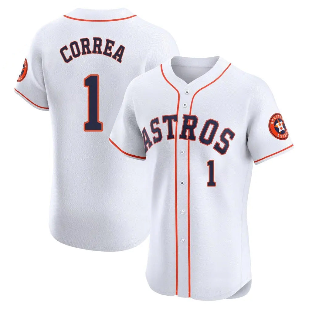 Johmsee H.Astros #1 Carlos Correa Player White Limited Elite Home Stitched Jerseys
