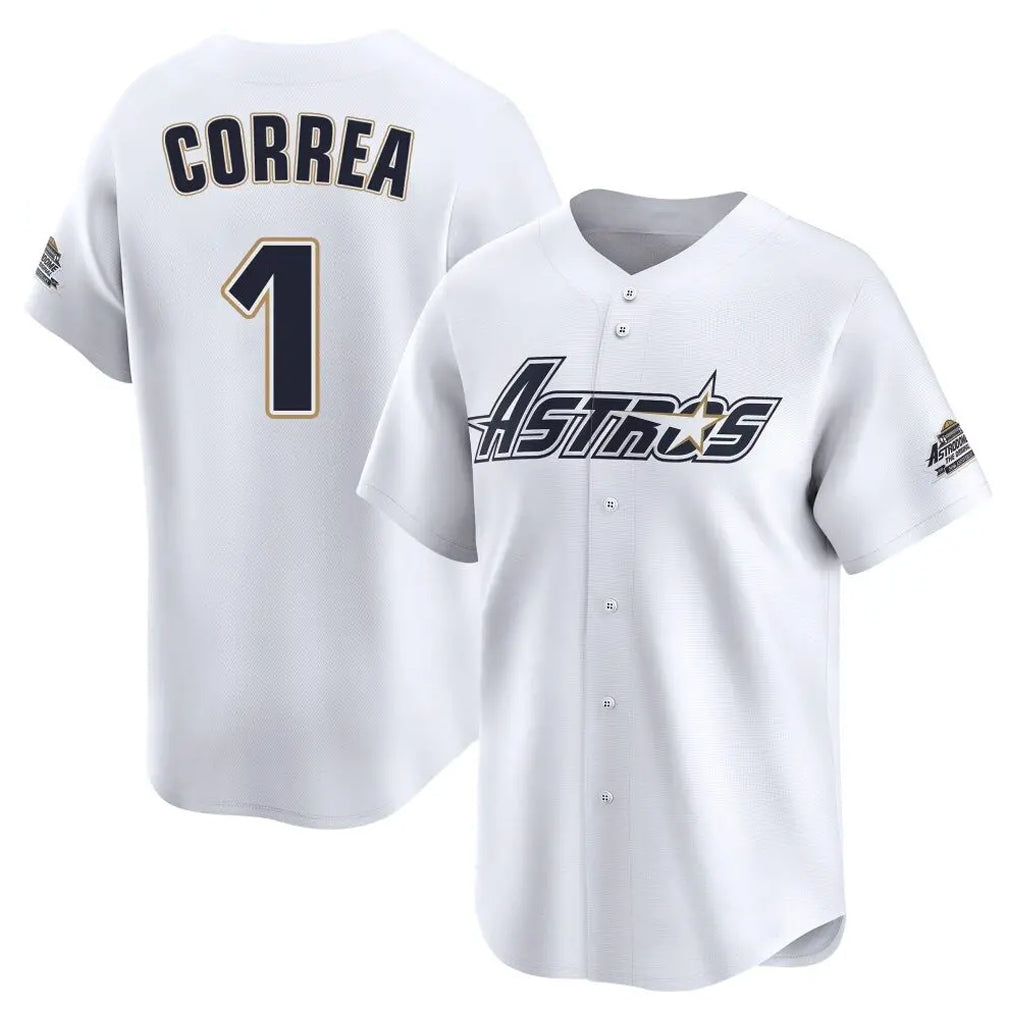 Johmsee H.Astros #1 Carlos Correa Player White Throwback Cooperstown Collection Limited Stitched Jerseys
