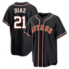 Johmsee H.Astros #21 Yainer Diaz Player Black Fashion Out Home Game Stitched Jerseys