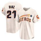 Johmsee H.Astros #21 Yainer Diaz Player Cream Throwback Cooperstown Collection Limited Stitched Jerseys