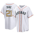 Johmsee H.Astros #21 Yainer Diaz Player Gold Collection Game Home Stitched Jerseys