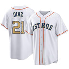 Johmsee H.Astros #21 Yainer Diaz Player Gold Collection Game Home Stitched Jerseys