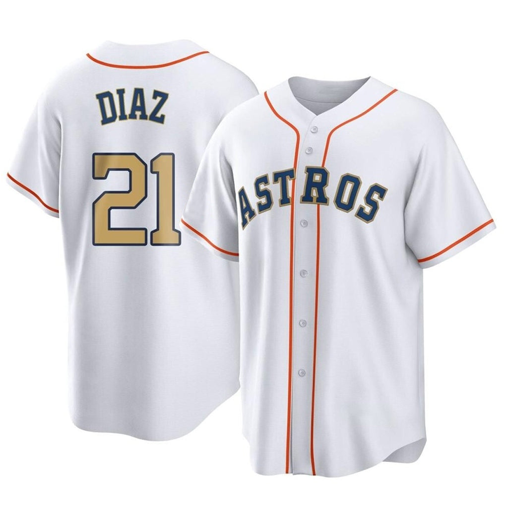 Johmsee H.Astros #21 Yainer Diaz Player Gold Collection Game Home Stitched Jerseys