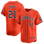Johmsee H.Astros #21 Yainer Diaz Player Orange Home Limited Stitched Jerseys