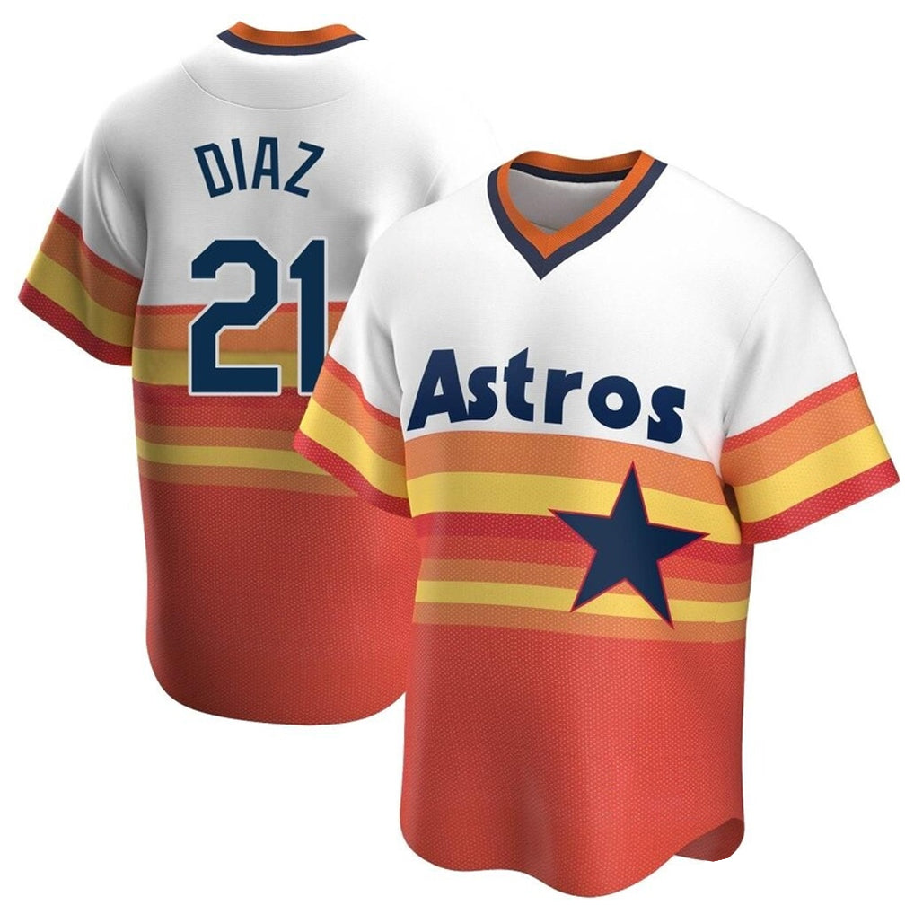 Johmsee H.Astros #21 Yainer Diaz Player Rainbow Cooperstown Collection T-shirt Stitched Jerseys