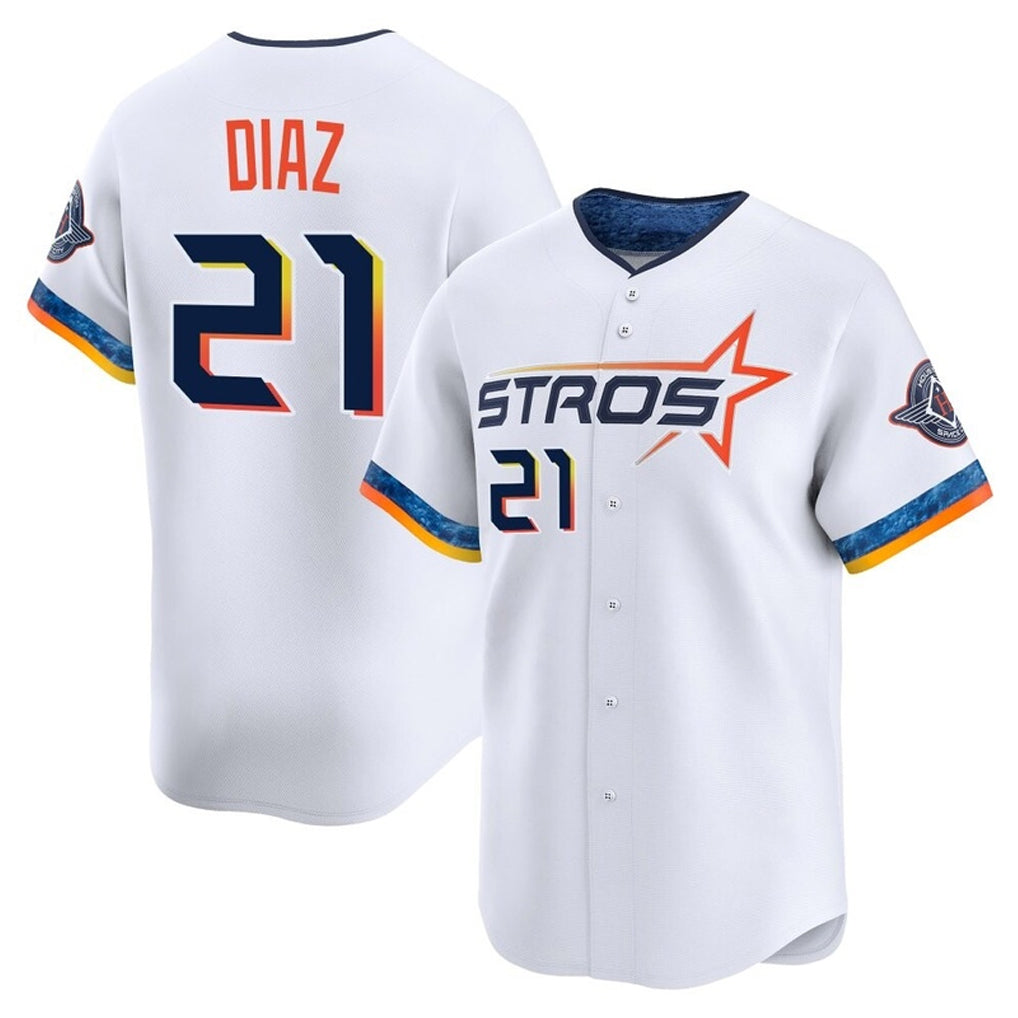 Johmsee H.Astros #21 Yainer Diaz Player White City Connect Limited Home Stitched Jerseys