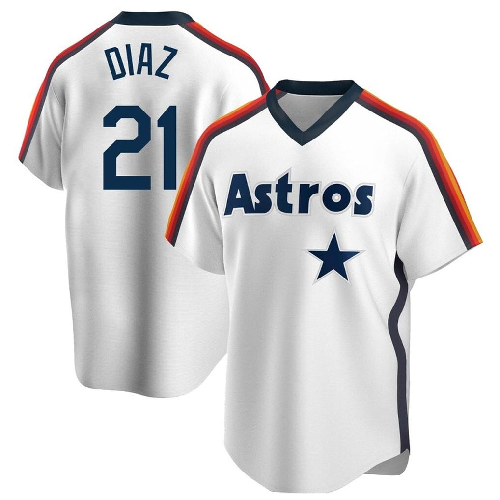 Johmsee H.Astros #21 Yainer Diaz Player White Cooperstown Collection T-shirt Stitched Jerseys