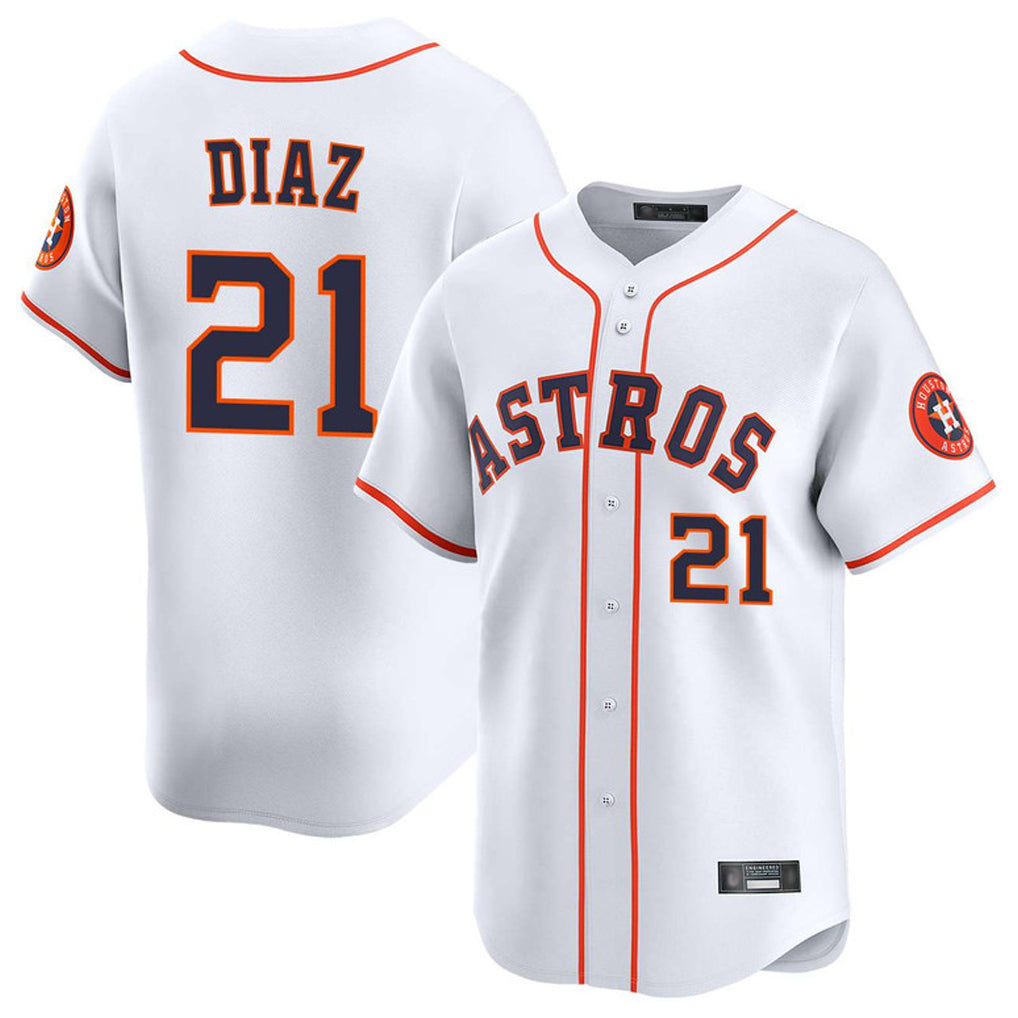 Johmsee H.Astros #21 Yainer Diaz Player White Home Limited Stitched Jerseys