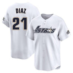 Johmsee H.Astros #21 Yainer Diaz Player White Throwback Cooperstown Collection Limited Stitched Jerseys