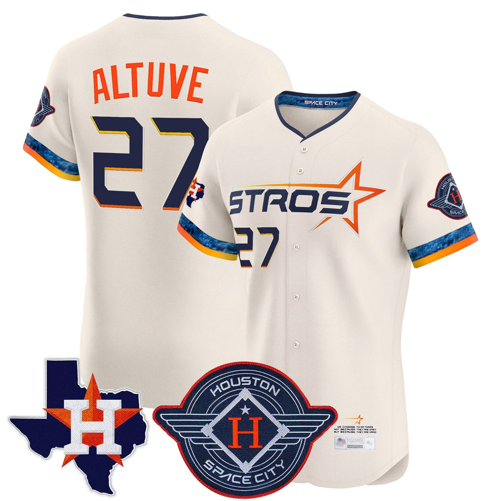 Johmsee H.Astros #27 Jose Altuve Player Cream City Connect Texas Patch Vapor Premier Limited Elite Home Stitched Jerseys