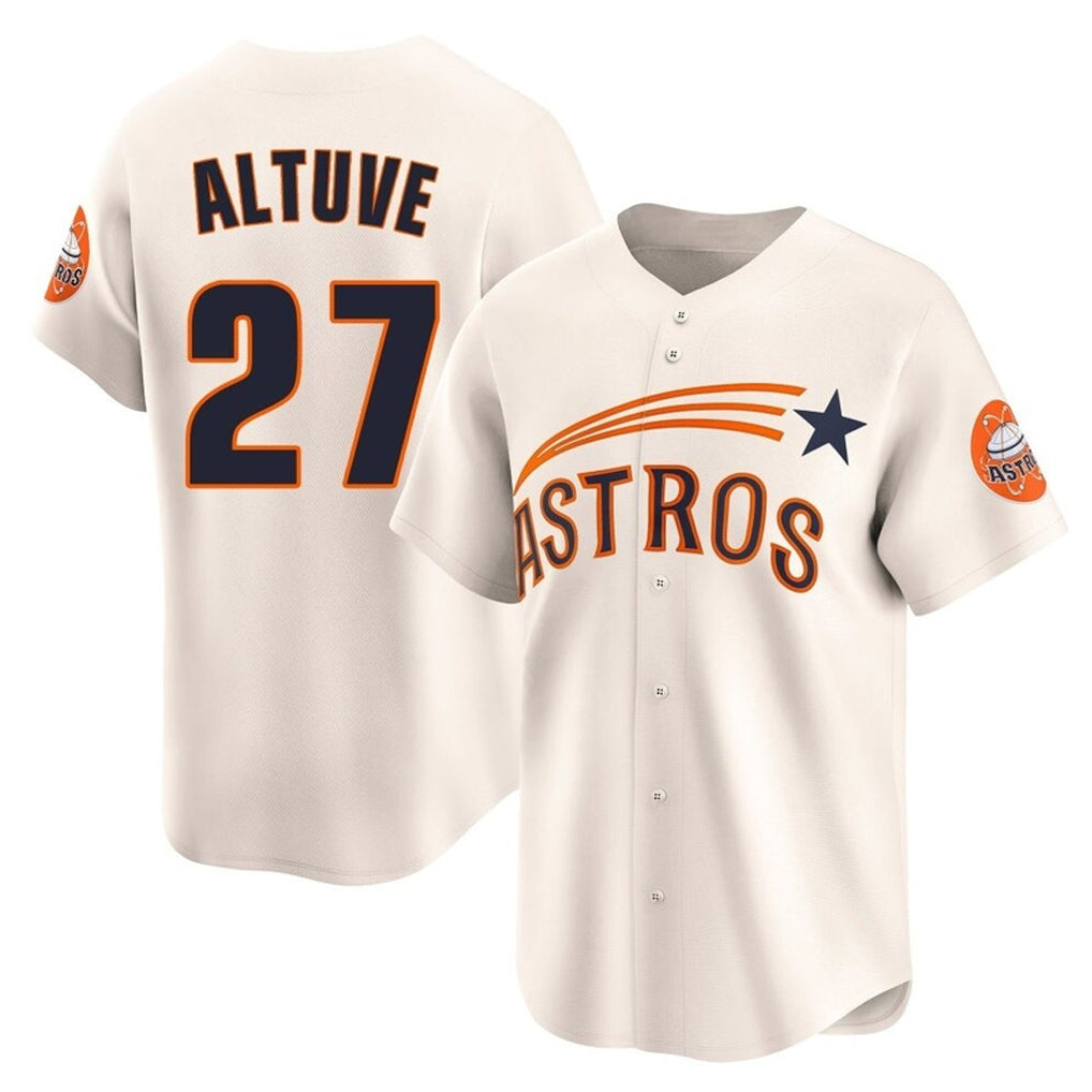 Johmsee H.Astros #27 Jose Altuve Player Cream Throwback Cooperstown Collection Limited Stitched Jerseys