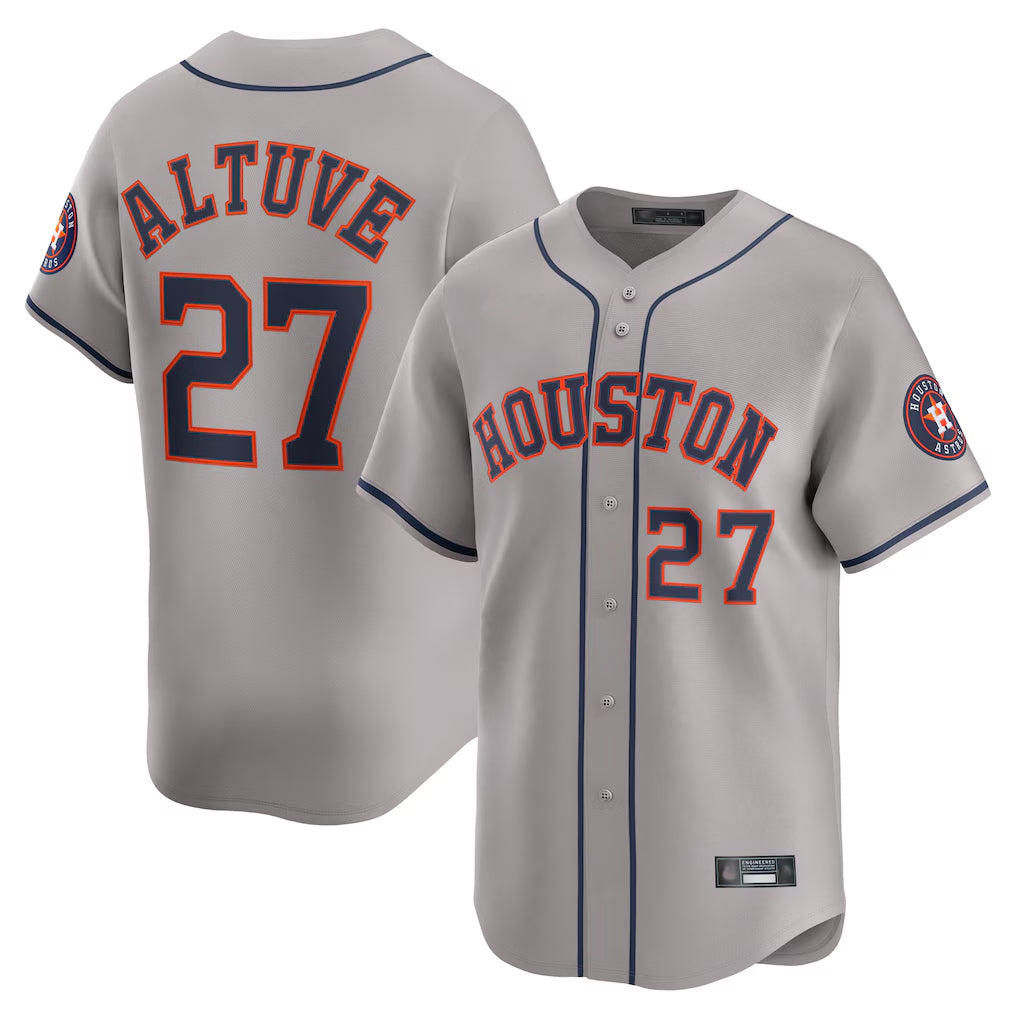 Johmsee H.Astros #27 Jose Altuve Player Gray Home Limited Stitched Jerseys