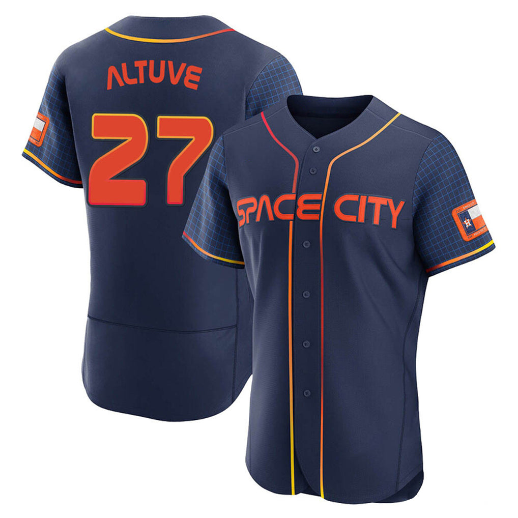 Johmsee H.Astros #27 Jose Altuve Player Navy City Connect Limited Elite Home Stitched Jerseys