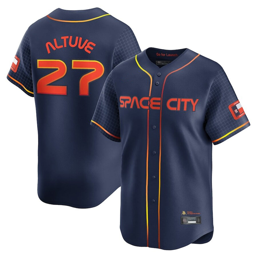Johmsee H.Astros #27 Jose Altuve Player Navy City Connect Limited Home Stitched Jerseys