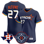 Johmsee H.Astros #27 Jose Altuve Player Navy City Connect Texas Patch Vapor Premier Limited Elite Home Stitched Jerseys