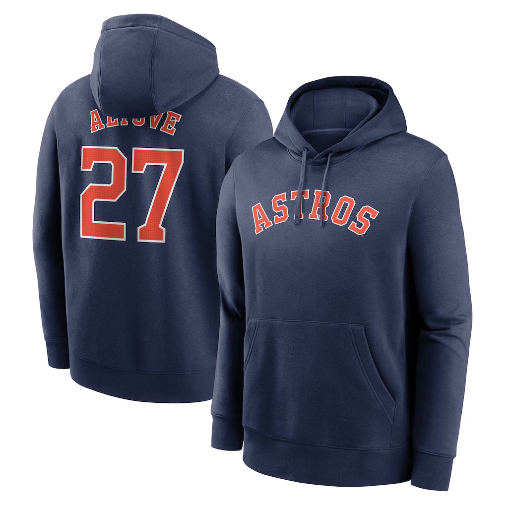 Johmsee H.Astros #27 Jose Altuve Player Navy Club Fleece Pullover Hoodie Stitched Jerseys