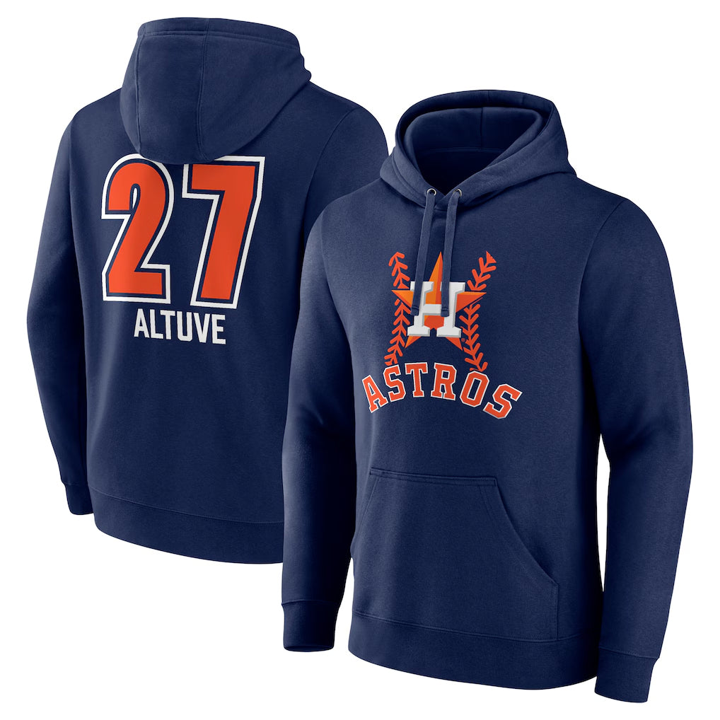 Johmsee H.Astros #27 Jose Altuve Player Navy Pullover Hoodie Stitched Jerseys