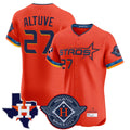 Johmsee H.Astros #27 Jose Altuve Player Orange City Connect Texas Patch Vapor Premier Limited Elite Home Stitched Jerseys