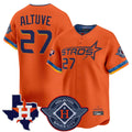 Johmsee H.Astros #27 Jose Altuve Player Orange City Connect Texas Patch Vapor Premier Limited Home Stitched Jerseys