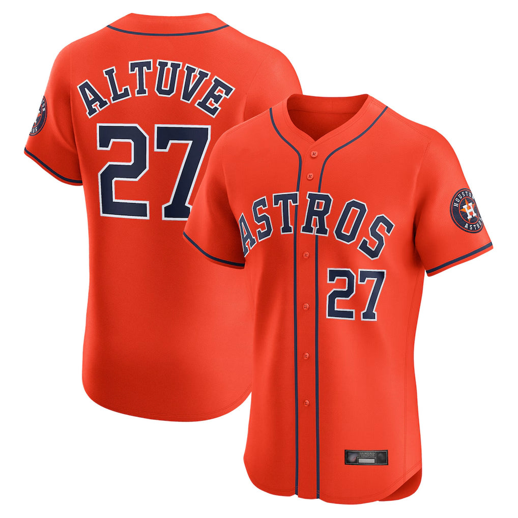Johmsee H.Astros #27 Jose Altuve Player Orange Home Limited Elite Stitched Jerseys
