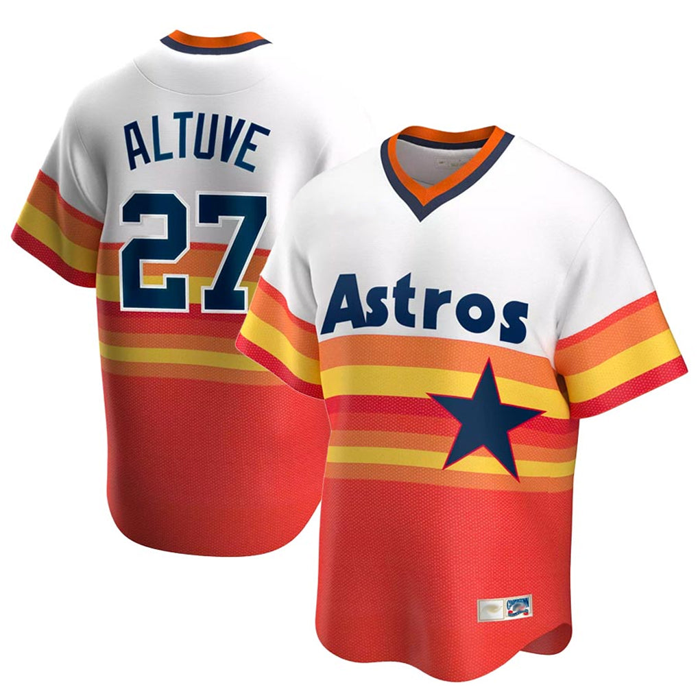 Johmsee H.Astros #27 Jose Altuve Player Rainbow Cooperstown Collection T-shirt Stitched Jerseys