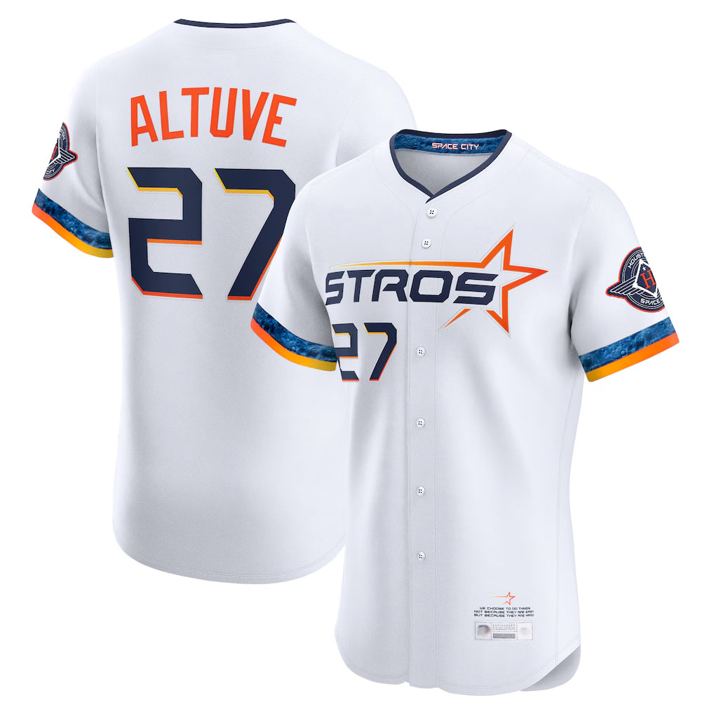 Johmsee H.Astros #27 Jose Altuve Player White City Connect Limited Elite Home Stitched Jerseys