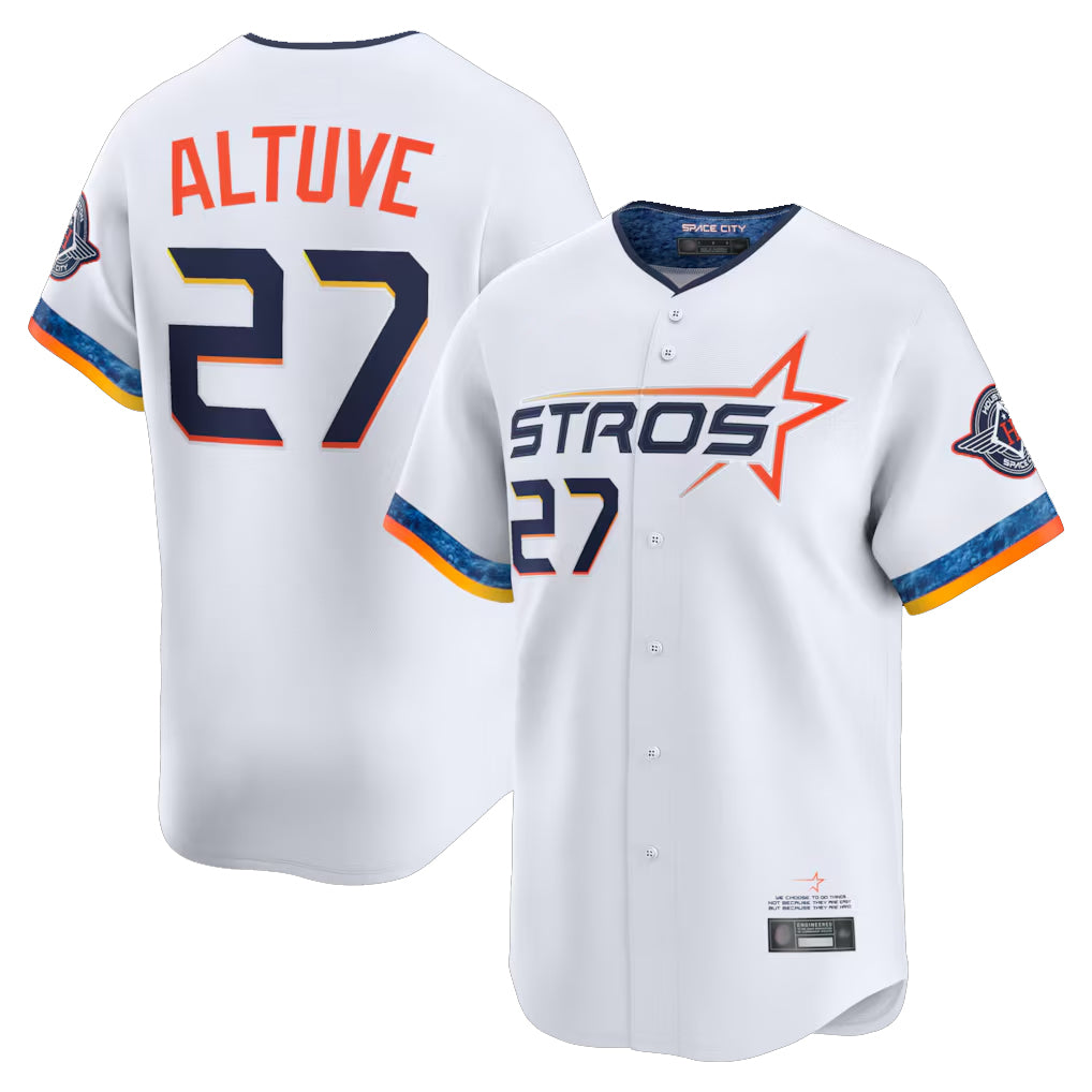 Johmsee H.Astros #27 Jose Altuve Player White City Connect Limited Home Stitched Jerseys
