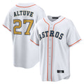 Johmsee H.Astros #27 Jose Altuve Player White Gold Collection Game Home Stitched Jerseys