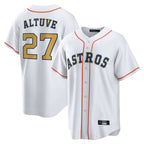 Johmsee H.Astros #27 Jose Altuve Player White Gold Collection Game Home Stitched Jerseys