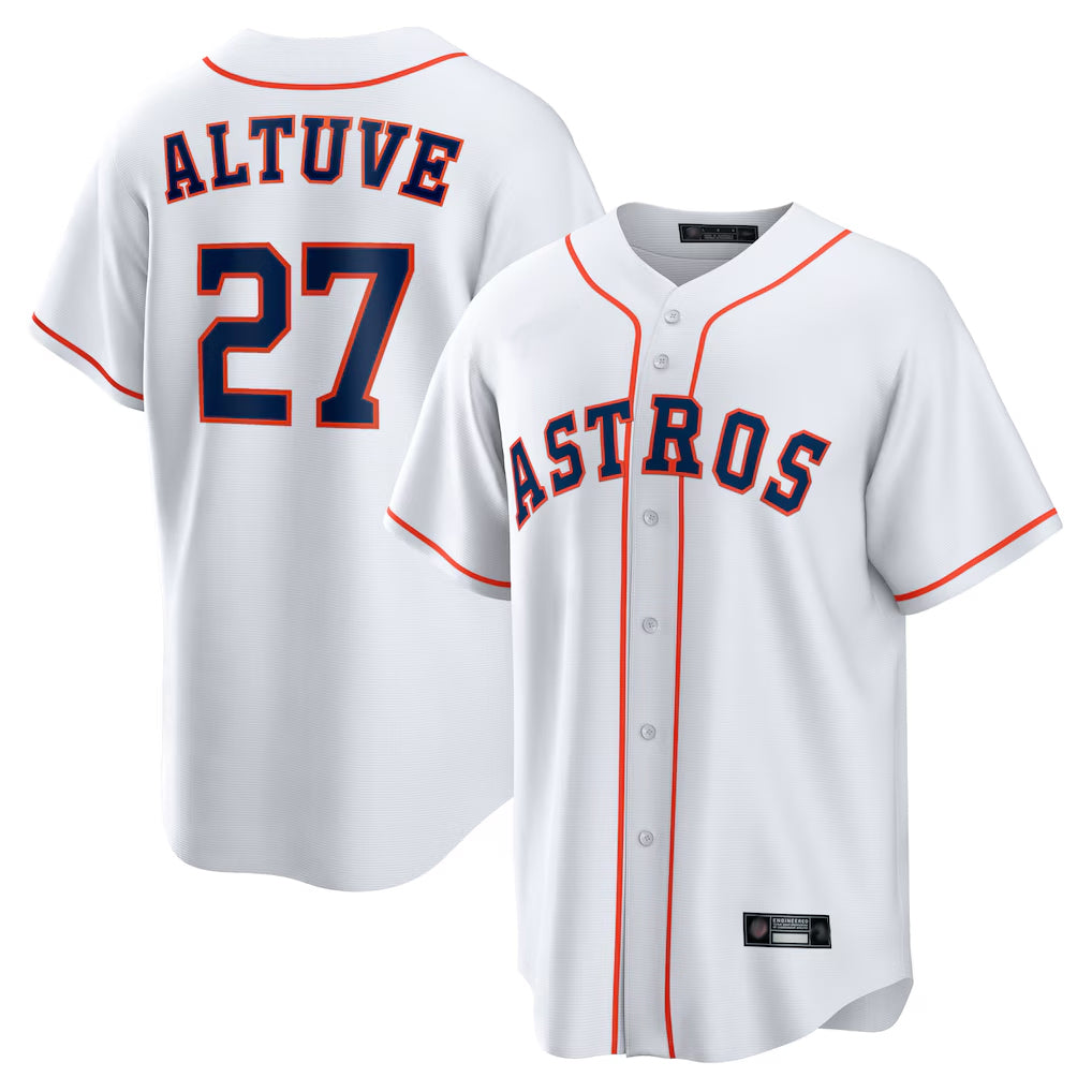 Johmsee H.Astros #27 Jose Altuve Player White Home Game Stitched Jerseys