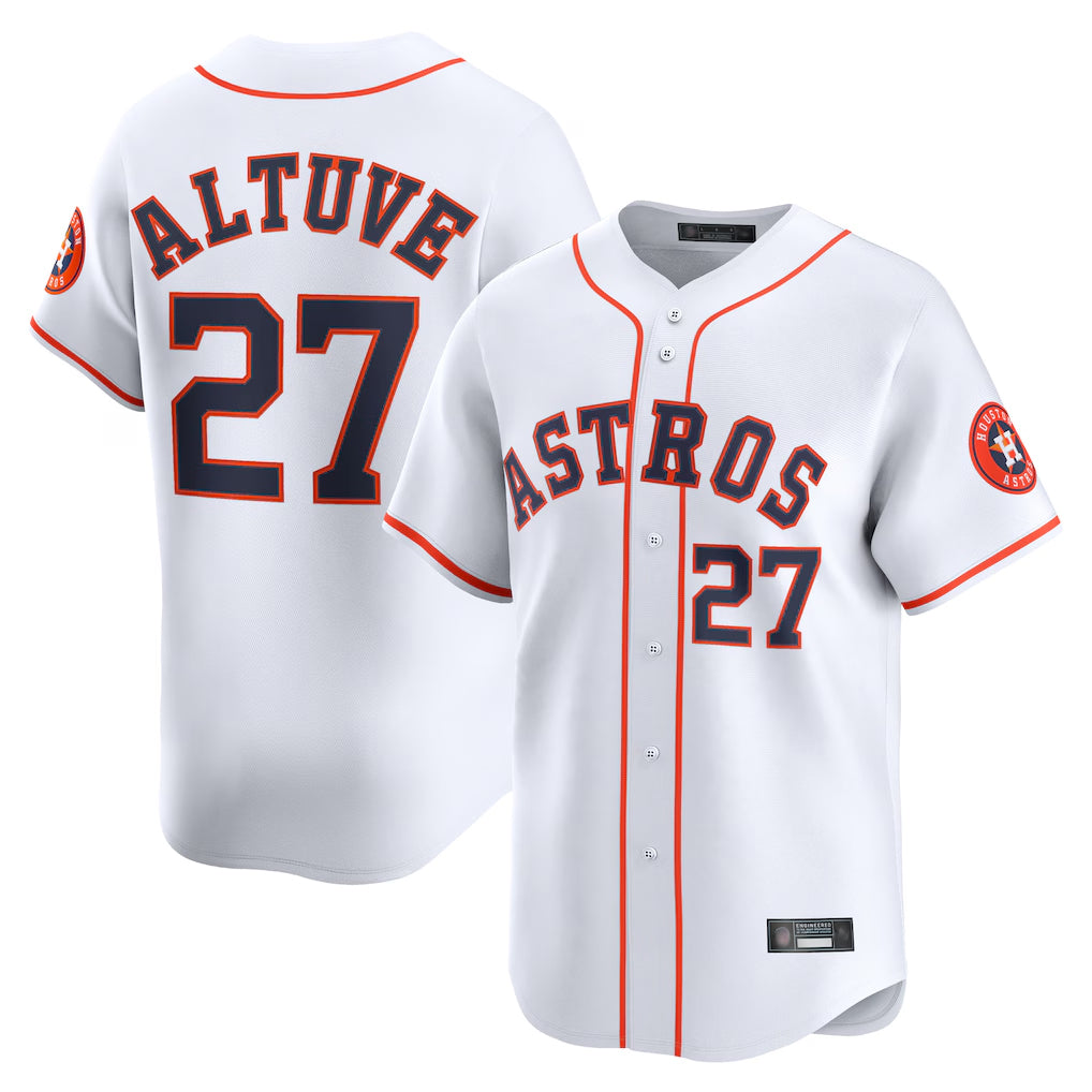 Johmsee H.Astros #27 Jose Altuve Player White Home Limited Stitched Jerseys