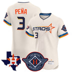 Johmsee H.Astros #3 Jeremy Pe?a Player Cream City Connect Texas Patch Vapor Premier Limited Elite Home Stitched Jerseys