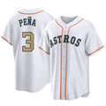 Johmsee H.Astros #3 Jeremy Pe?a Player Gold Collection Game Home Stitched Jerseys