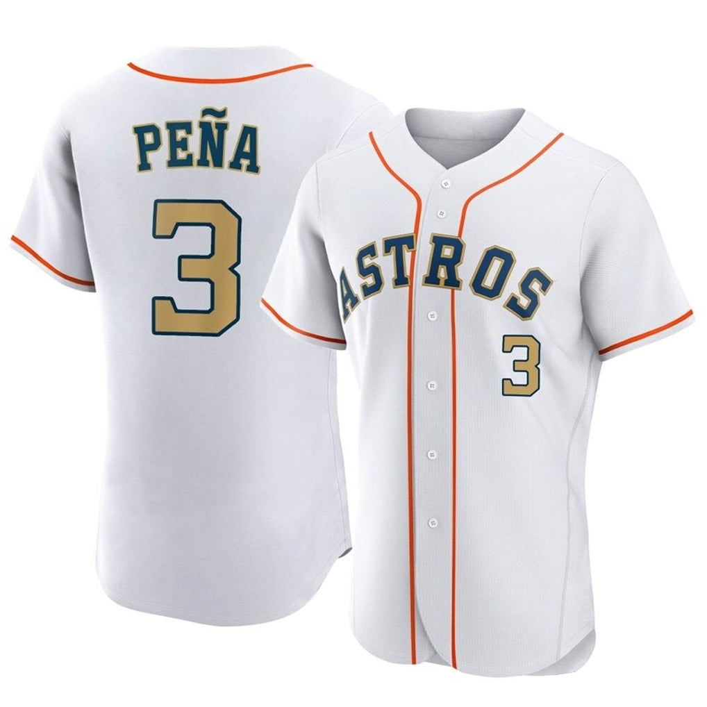Johmsee H.Astros #3 Jeremy Pe?a Player Gold Collection Limited Elite Home Stitched Jerseys