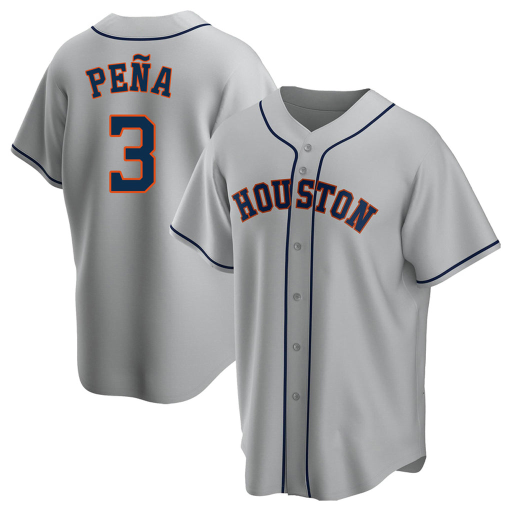 Johmsee H.Astros #3 Jeremy Pe?a Player Gray Home Game Stitched Jerseys